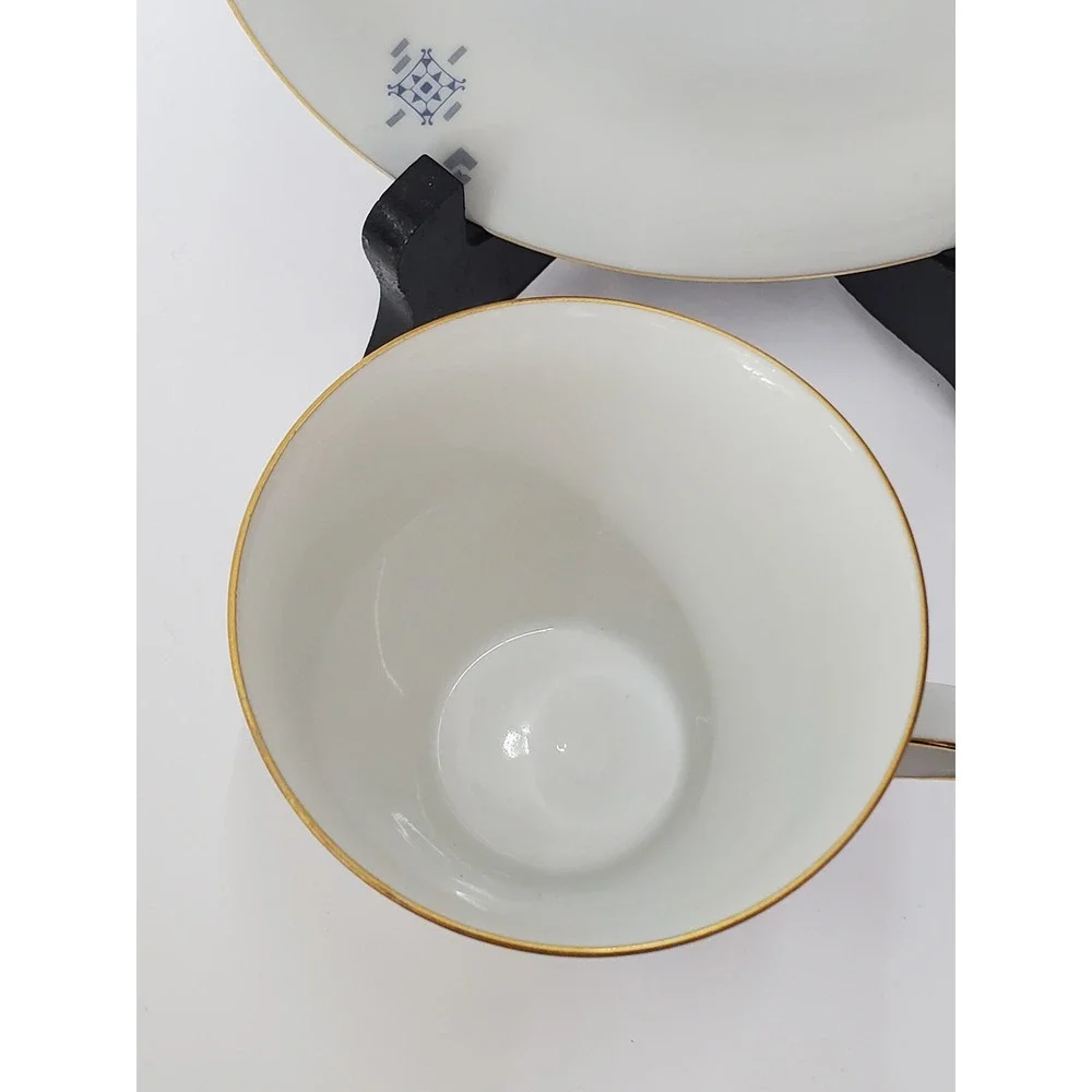 Johann Seltmann Vohenstrauss Bavaria Tea Cup Saucer Set Blue Gold Germany 85